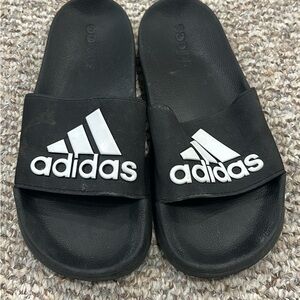 Adidas Kids Black and White Slide Sandals